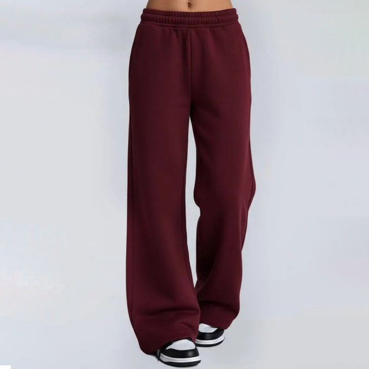 Damen nan fließende Palazzo-Loungehose mit extra weitem Bein elastischem Komfortbund und dezenten Eingrifftaschen Drune