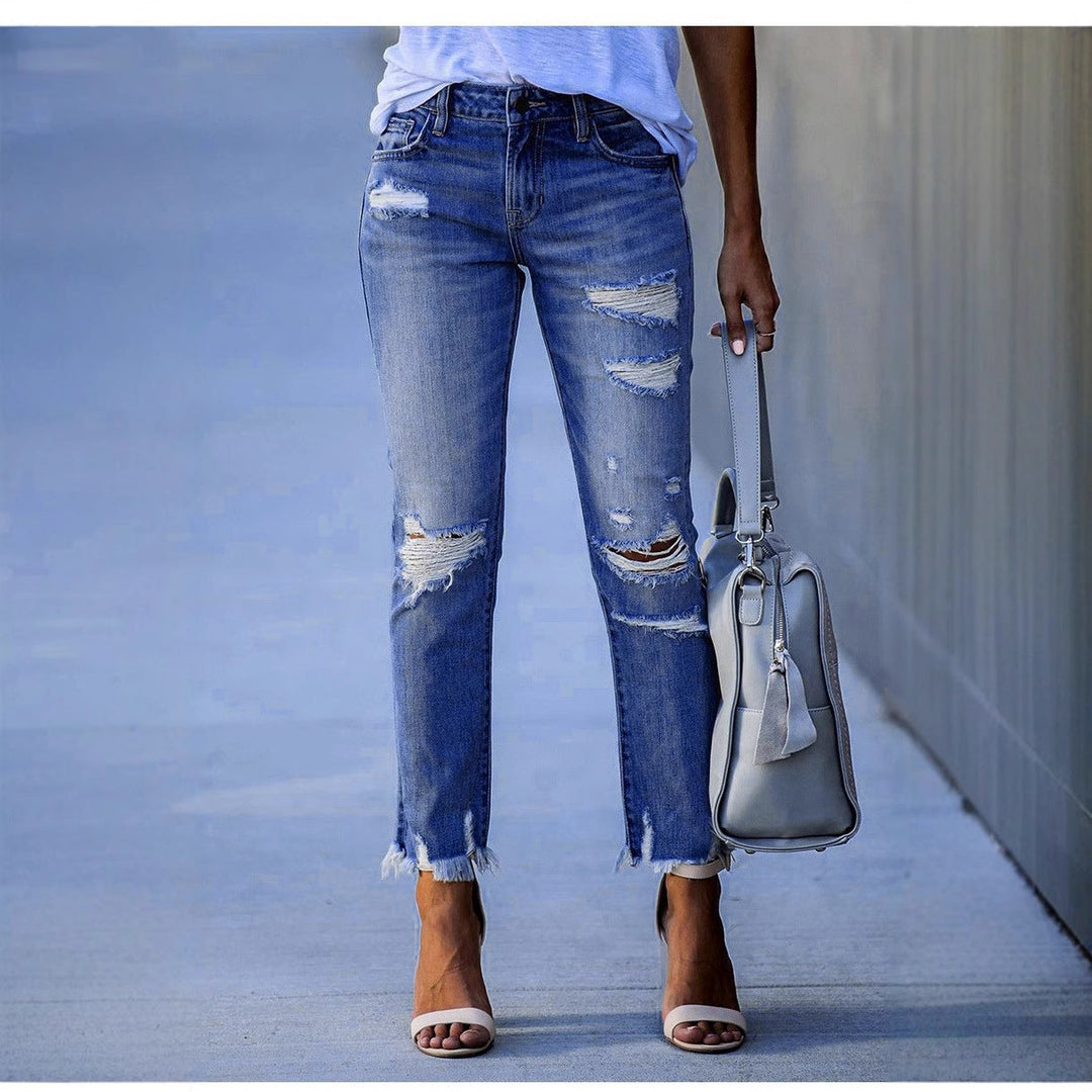 Damen Ripped Jeans im modernen Vintage-Look mit fransigen Säumen Drune