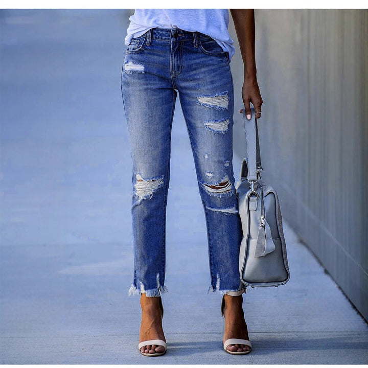 Damen Ripped Jeans im modernen Vintage-Look mit fransigen Säumen Drune