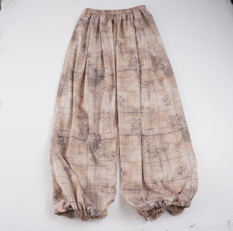 Damen Weite Palazzo-Hose mit floralem Designdruck und elastischem Bund Drune