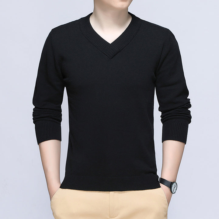 Herren eleganter Pullover mit V-Ausschnitt und feiner Strickstruktur Drune