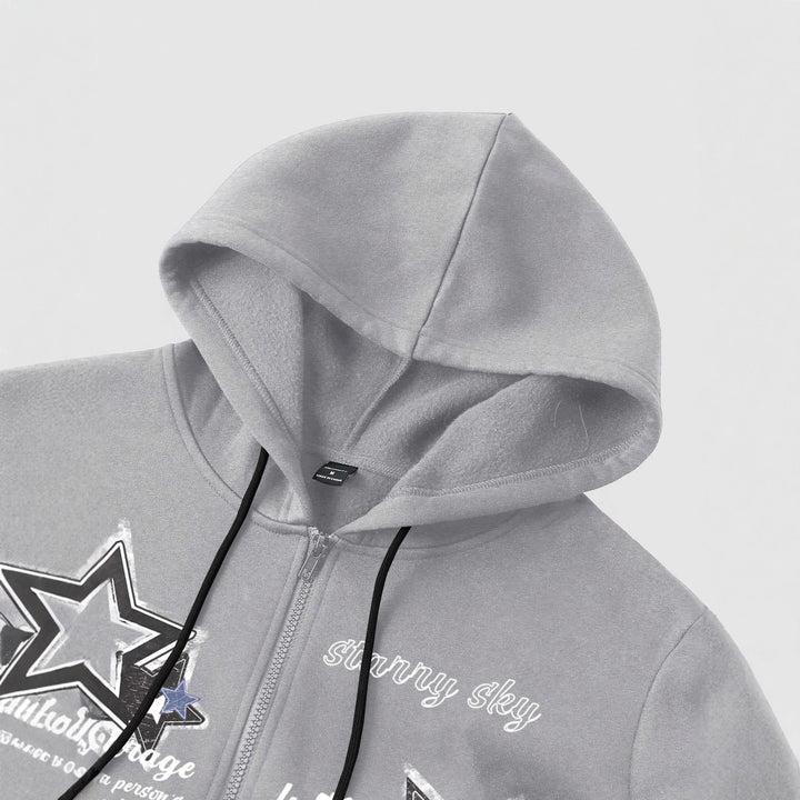 Herren Kapuzenjacke mit praktischem Reißverschluss und stylischem Sternenmotiv Drune