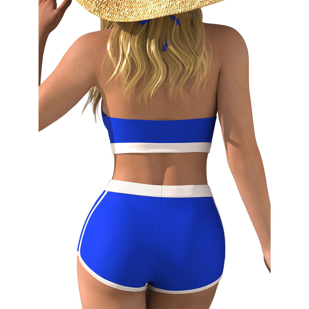 Damen Bikini-Oberteil mit tiefem V-Ausschnitt und knöchellanger Shorts Drune