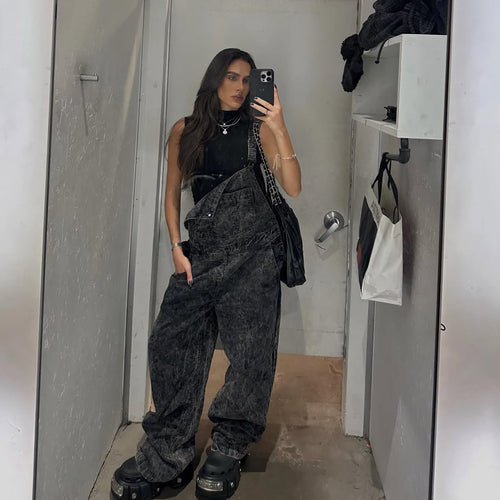 Damen Lässige Latzhose aus Denim mit entspanntem Schnitt Drune