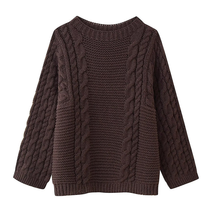 Damen Strickpullover mit Kabelmuster und weitem Schnitt Drune