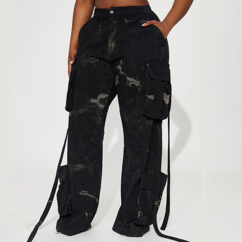 Damen Cargo-Hosen mit modischem Batik-Design und praktischen Seitentaschen Drune