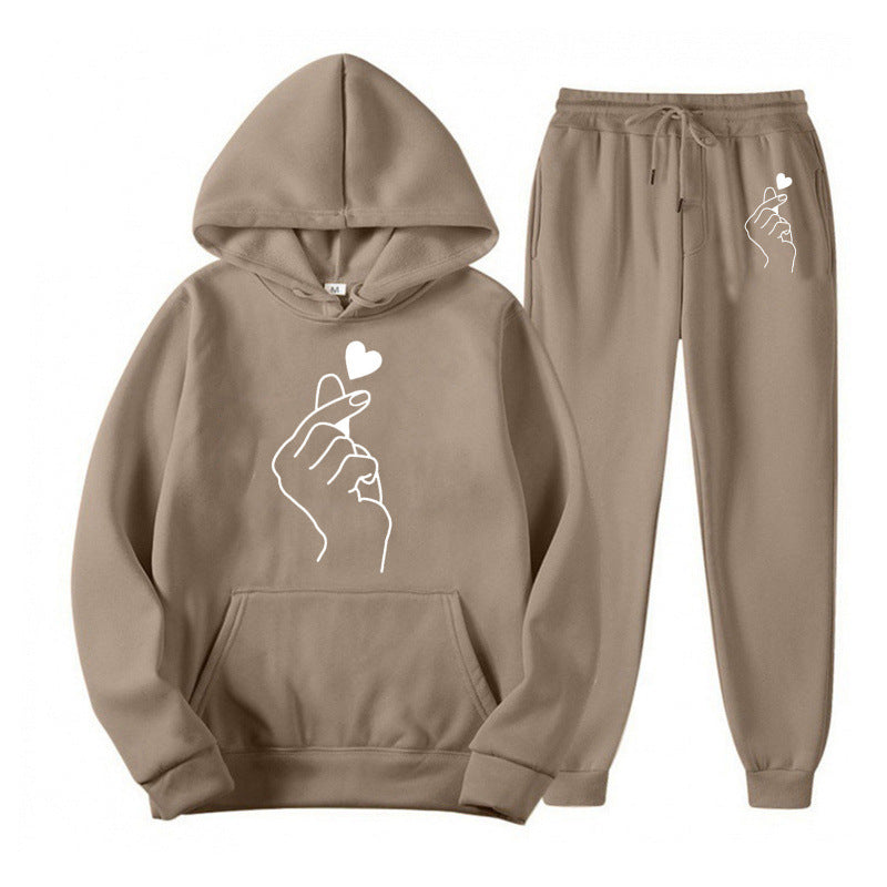 Damen Jogginganzug mit kreativem Herzmotiv und bequemer Passform Drune