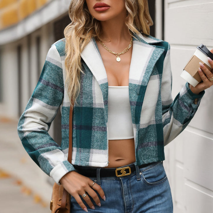 Damen Karierte Freizeitjacke mit modischem Schnitt und praktischen Taschen Drune