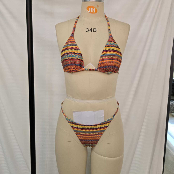Damen Triangel-Bikini mit buntem Ethno-Muster Drune