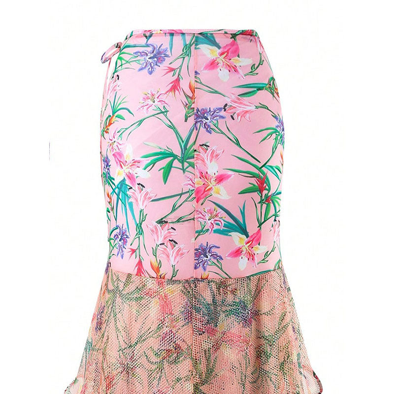 Damen Stylischer Badeanzug mit rüschenverziertem Design und passendem Pareo Drune