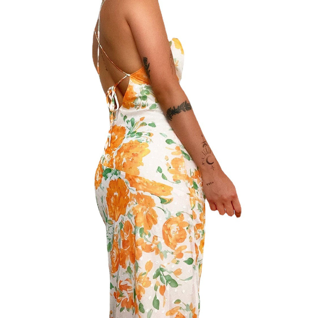 Damen Blumenmuster Maxikleid Drune
