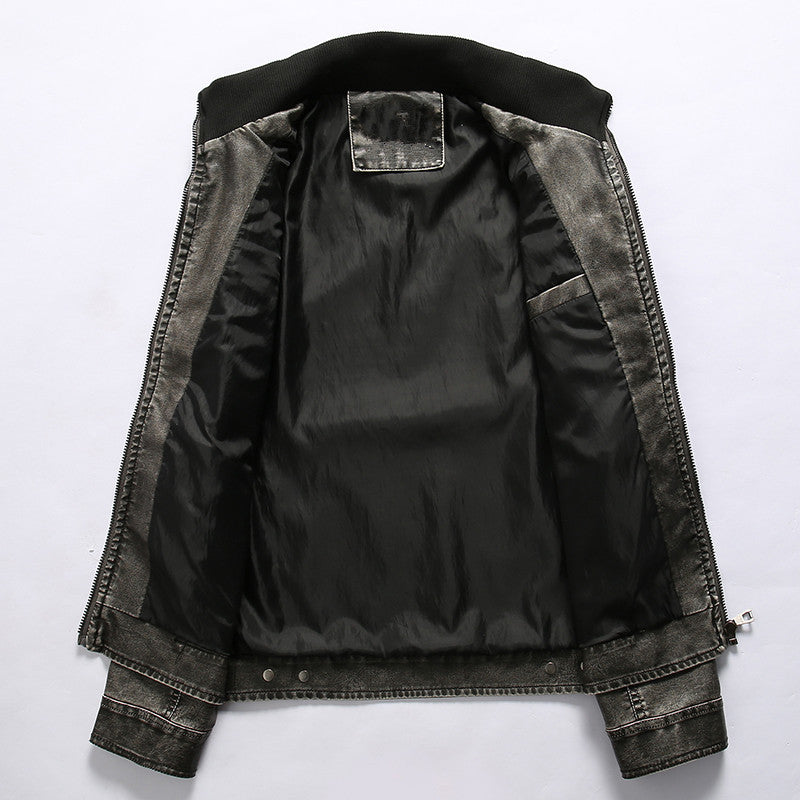 Herren robuste Kunstlederjacke im Military-Stil Drune