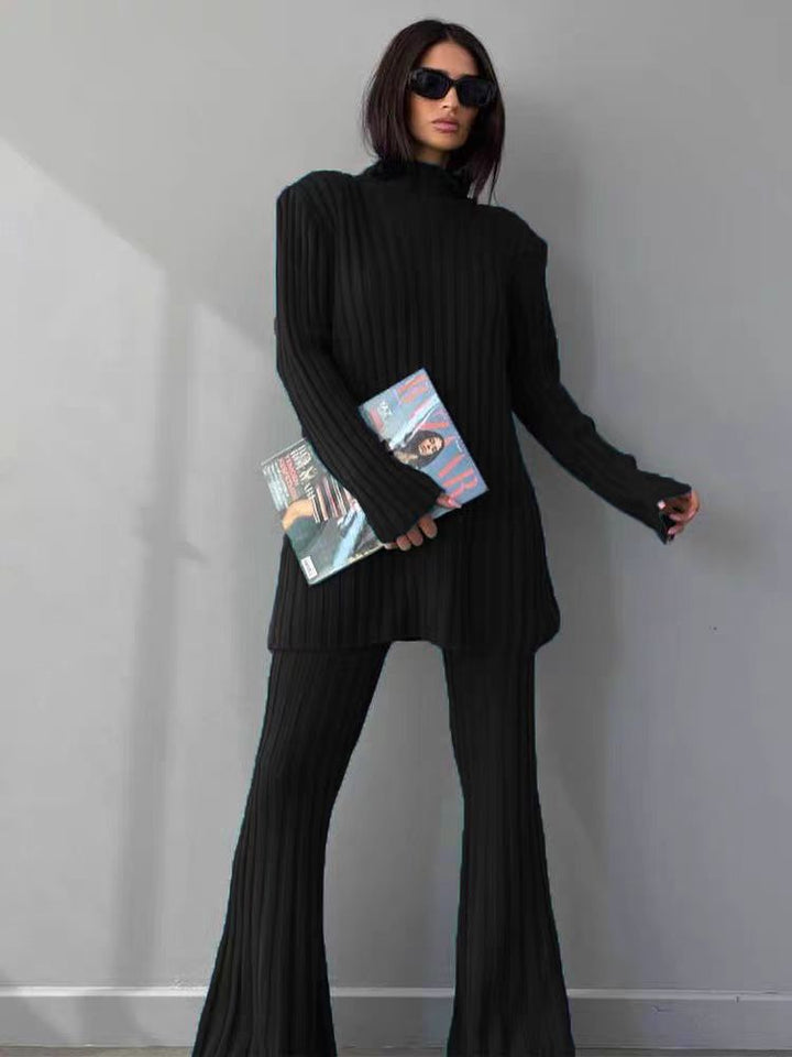 Damen Eleganter Strickanzug mit Rippstruktur Drune