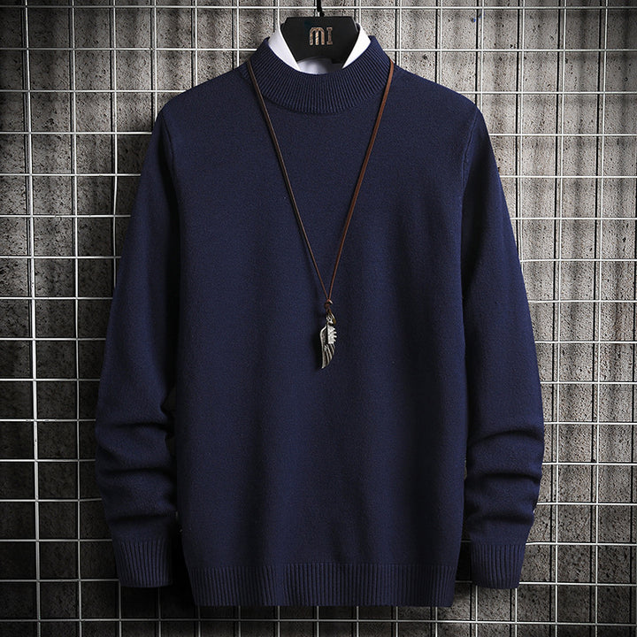 Herren nan Premium Stehkragenpullover aus feinem Baumwoll-Mix mit gerippten Bündchen und schmaler Silhouette Drune