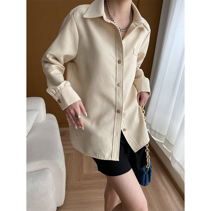 Damen Oversized Blousonjacke mit Knopfdetail Drune
