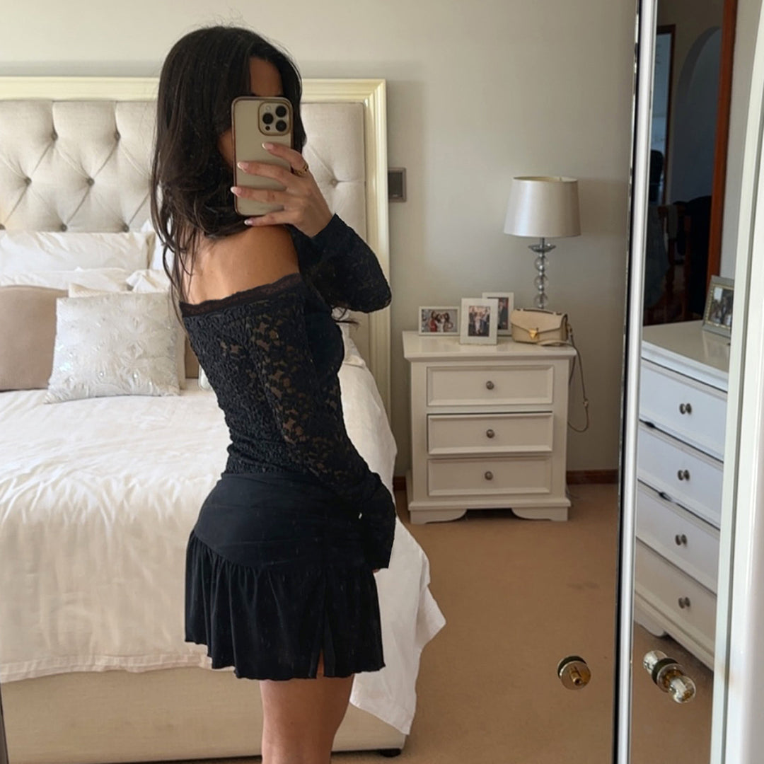 Damen Strandkleid mit zarten Spitzenakzenten und verführerischer Schnürung Drune