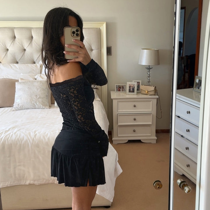 Damen Strandkleid mit zarten Spitzenakzenten und verführerischer Schnürung Drune
