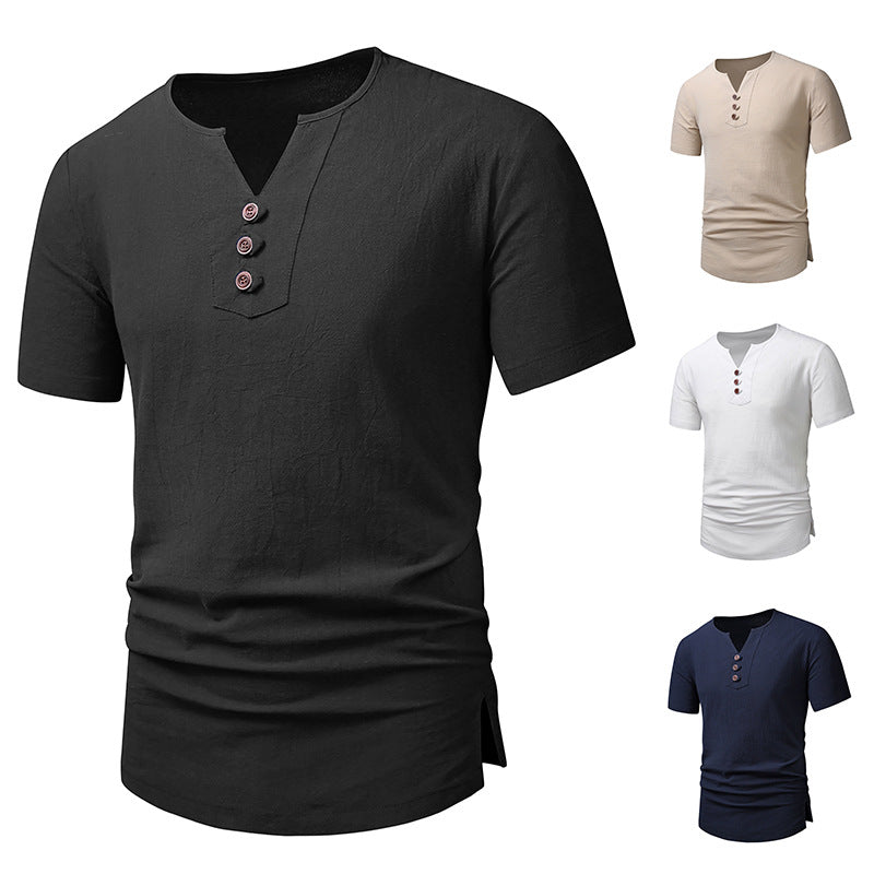Herren Klassisches Lässiges Henley T-Shirt Drune