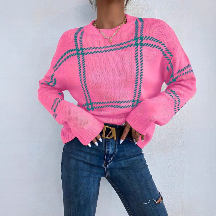Damen lässiger Pullover mit modernem Karo-Design Drune