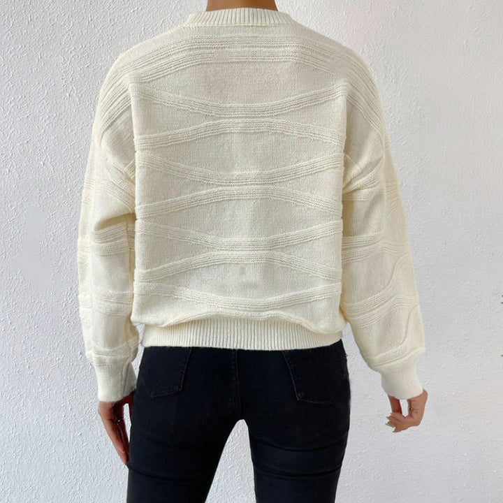Damen extravagantes Strickoberteil mit modischem Wellenmuster Drune