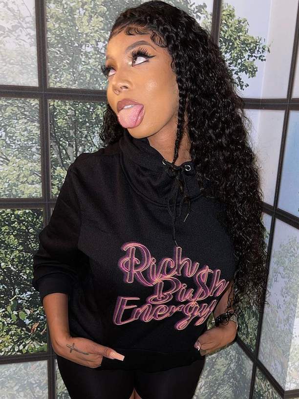 Damen Kapuzenpullover mit kreativem Schriftzug Drune
