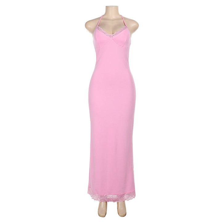 Damen elegantes Nachthemd mit Spitzendetails und verstellbaren Trägern Drune