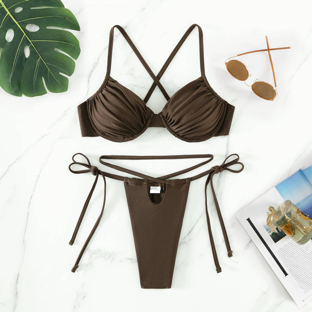 Damen Push-Up Bikini-Set mit gekreuzten Trägern Drune