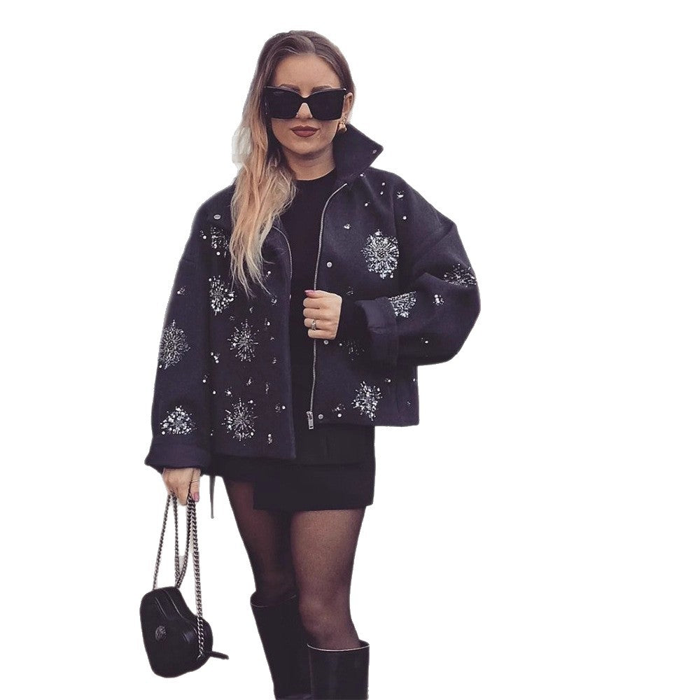 Damen Elegante gestickte Winterjacke Drune