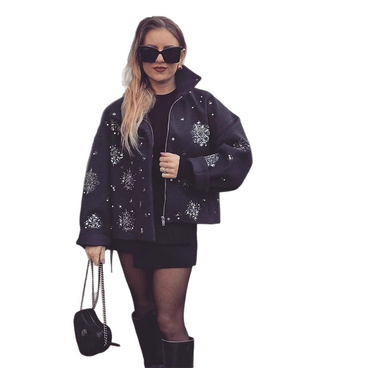 Damen Elegante gestickte Winterjacke Drune