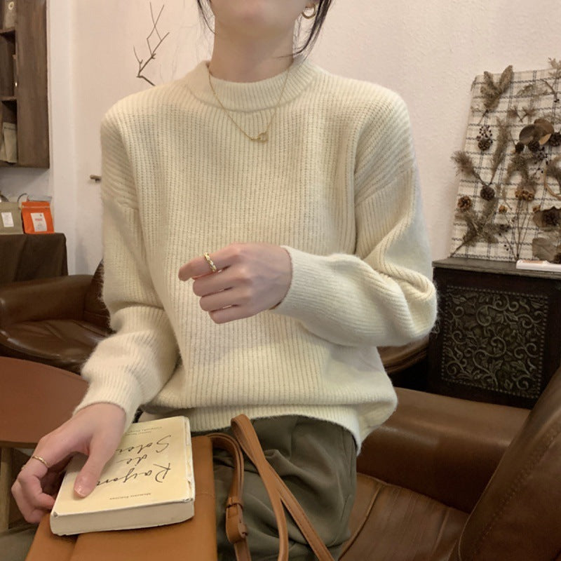 Damen Eleganter Feinstrickpullover mit hohem Kragen und lockerer Passform Drune
