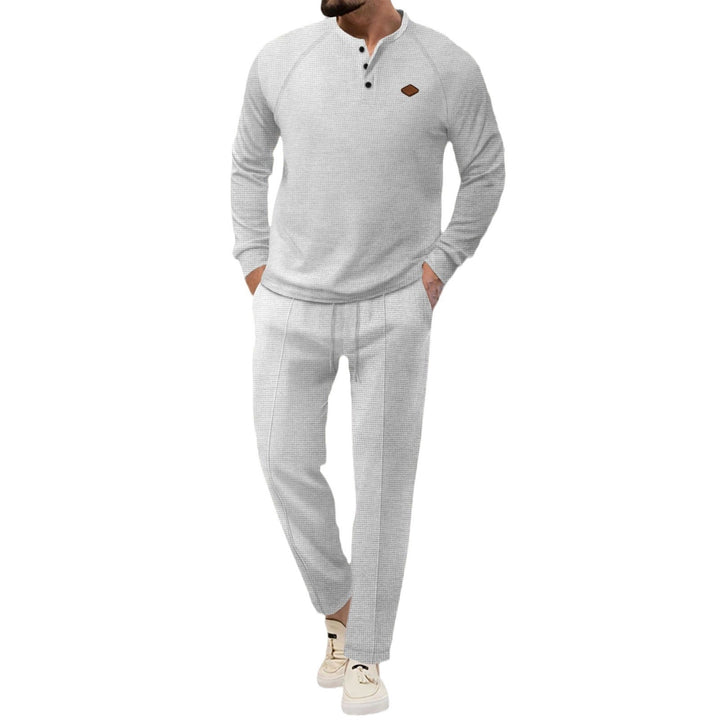 Herren hochwertiger Freizeitanzug mit Knopfleiste und eleganten Taschen Drune