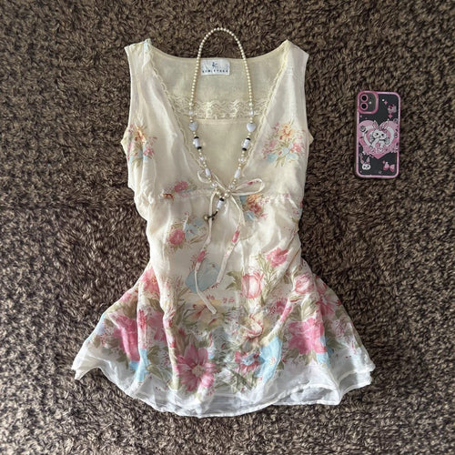 Damen Verspieltes Blumentop Drune