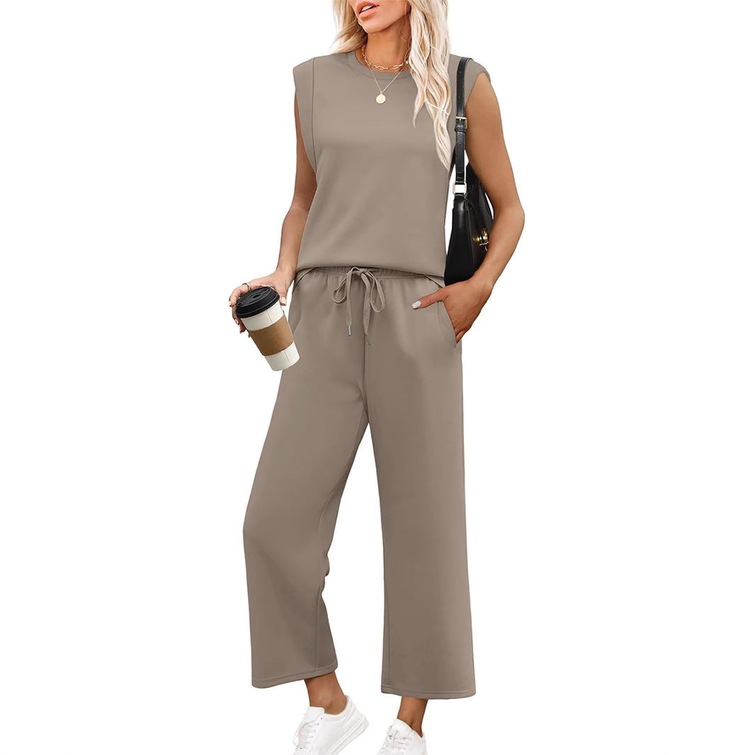 Damen Relaxed Fit Jumpsuit mit verkürzten Ärmeln und bequemem Bund Drune