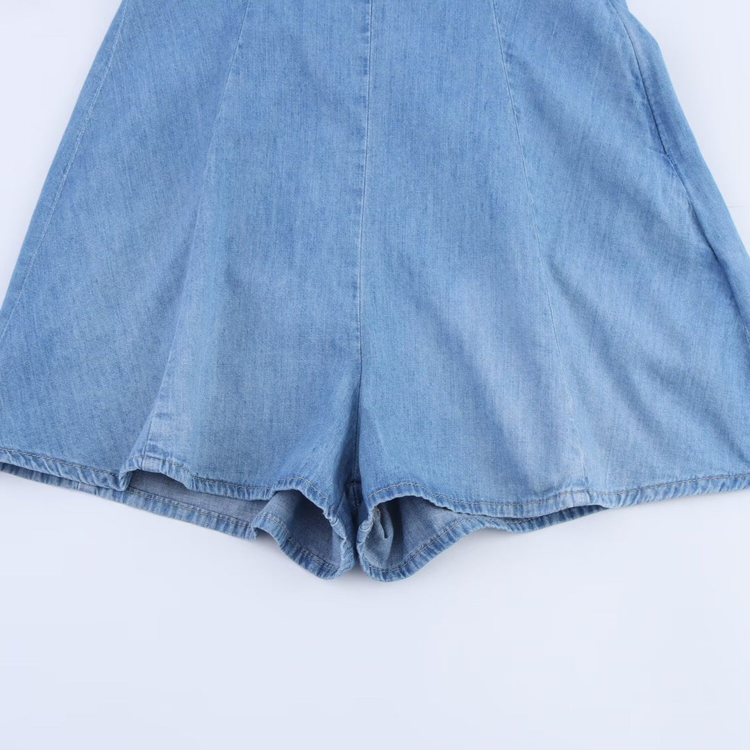 Damen Denim Jumpsuit mit schmalem Schnitt und verstellbaren Trägern Drune
