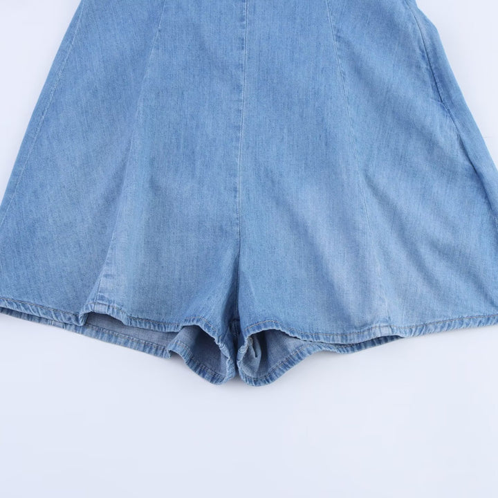 Damen Denim Jumpsuit mit schmalem Schnitt und verstellbaren Trägern Drune