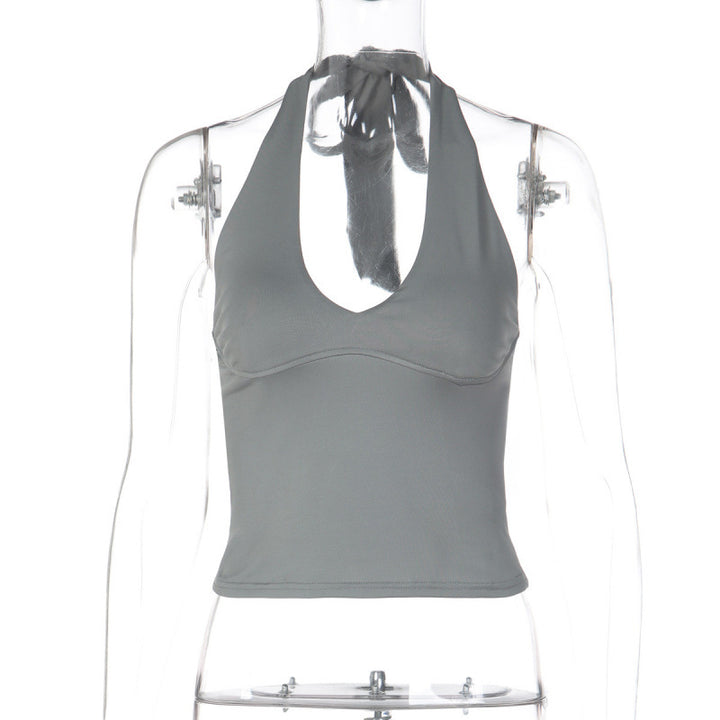 Damen sportliches Cropped-Top mit V-Ausschnitt und figurformendem Schnitt Drune