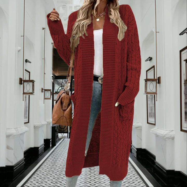 Damen Grobstrick-Cardigan mit offenem Design und praktischen Taschen Drune