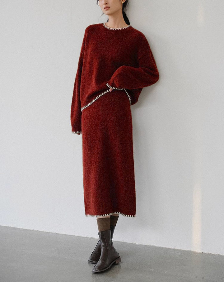 Damen Strickensemble mit lässigem Schnitt und dekorativen Details Drune