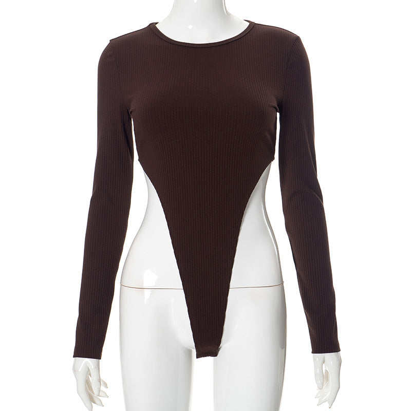 Damen Figurbetontes Langarmshirt mit seitlichem Cut-Out Drune