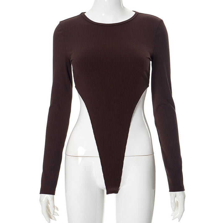 Damen Figurbetontes Langarmshirt mit seitlichem Cut-Out Drune