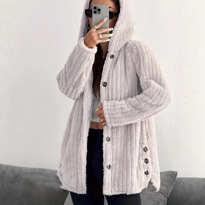 Damen Fleecejacke mit Kapuze und knöpfbarem Design Drune