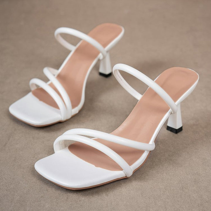 Damen elegante Sandaletten mit kunstvollem Riemendesign und modischem Blockabsatz Drune