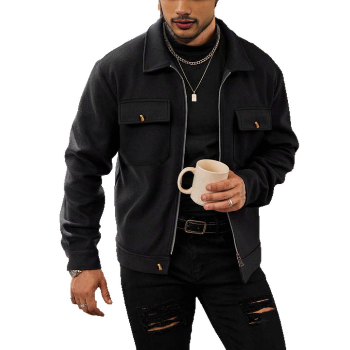 Herren nan CPO-inspiriertes Overshirt-Jacke mit aufgesetzten Brusttaschen und Reißverschluss Drune