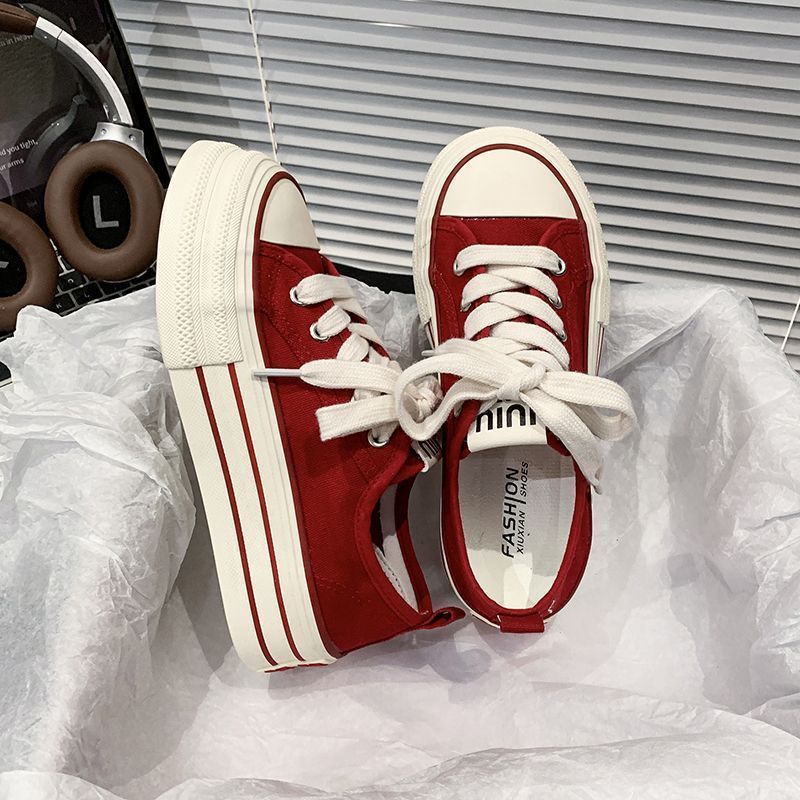 Damen Canvas Sneakers mit kontrastierenden Details und bequemen Schnürsenkeln Drune