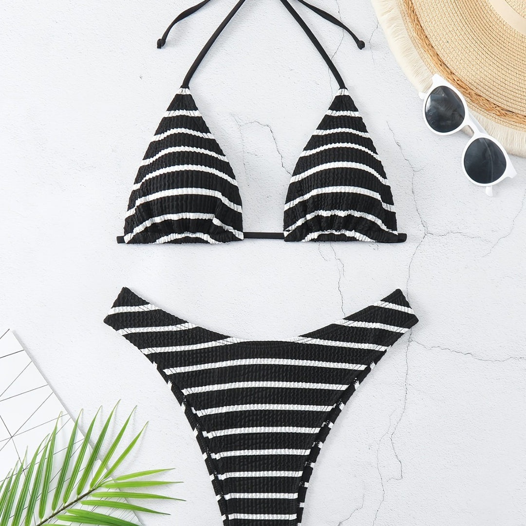 Damen Triangel-Bikini mit raffinierten Streifen Drune