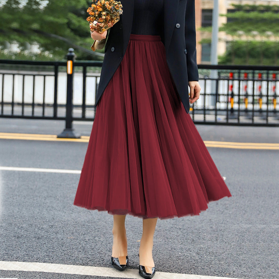 Damen Eleganter Tüll-Rock mit weit schwingendem Schnitt und dehnbarem Bund Drune