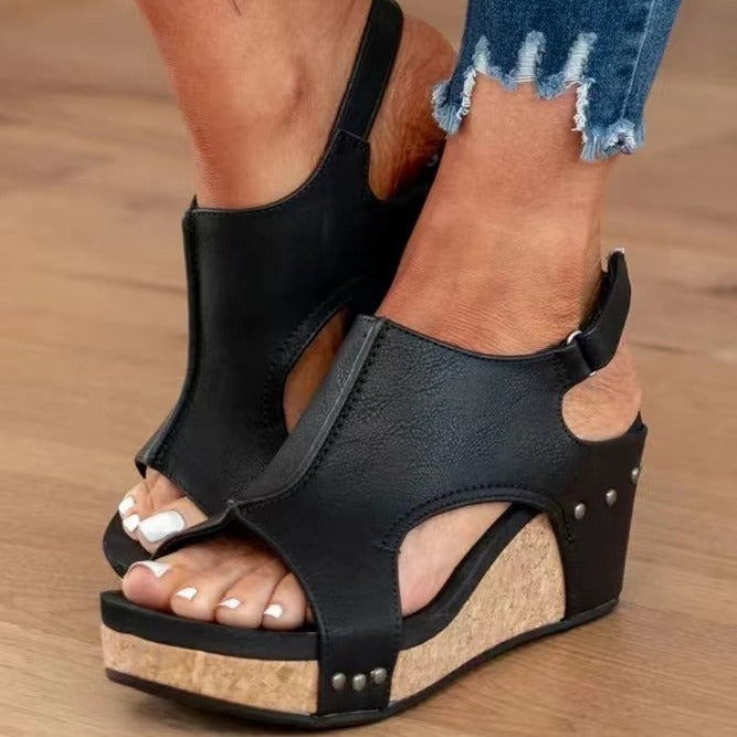 Damen Bequeme Keilabsatz-Sandalen mit anatomischem Fußbett Drune