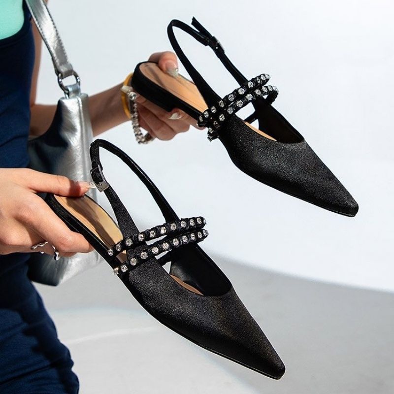 Damen elegante Slingback Ballerinas mit zierlichem Schmuckdetail Drune