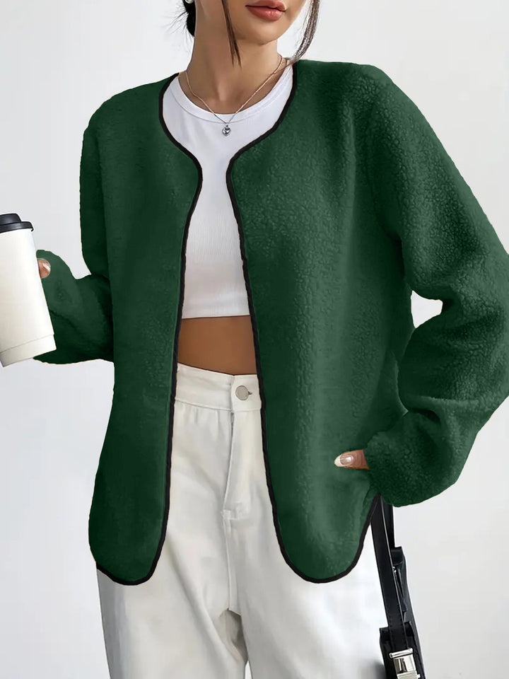 Damen lässige Fleecejacke mit offenem Schnitt und praktischen Taschen Drune
