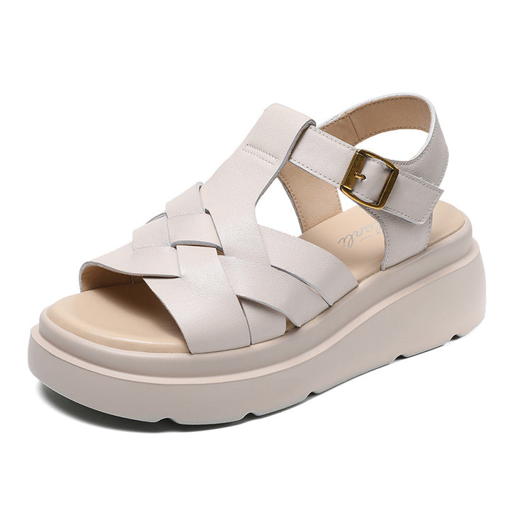 Damen Stilvolle Geflochtene Plateau Sandalen Drune